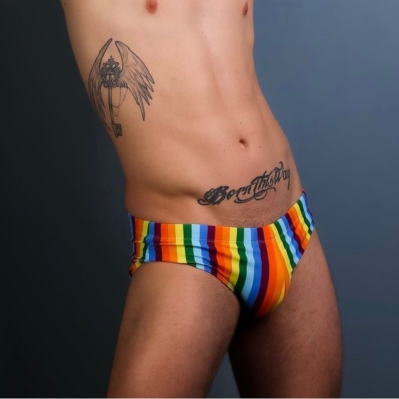 mens Speedo brief Rainbows with elastic waist  and comfortable fit. - Picture 3 of 4
